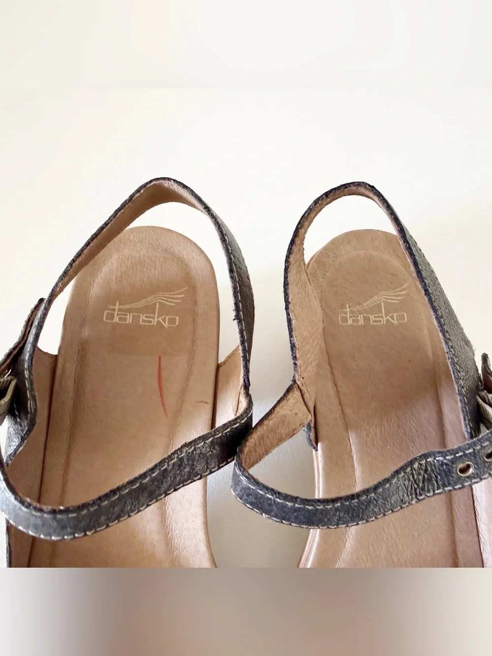 Dansko Shoes Clogs Metallic Gray Slingback Sandal with Wood-Look Wedge 10